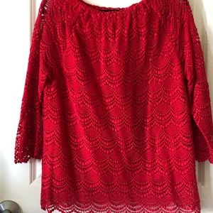 Talbots Red Lace Top. Never worn.